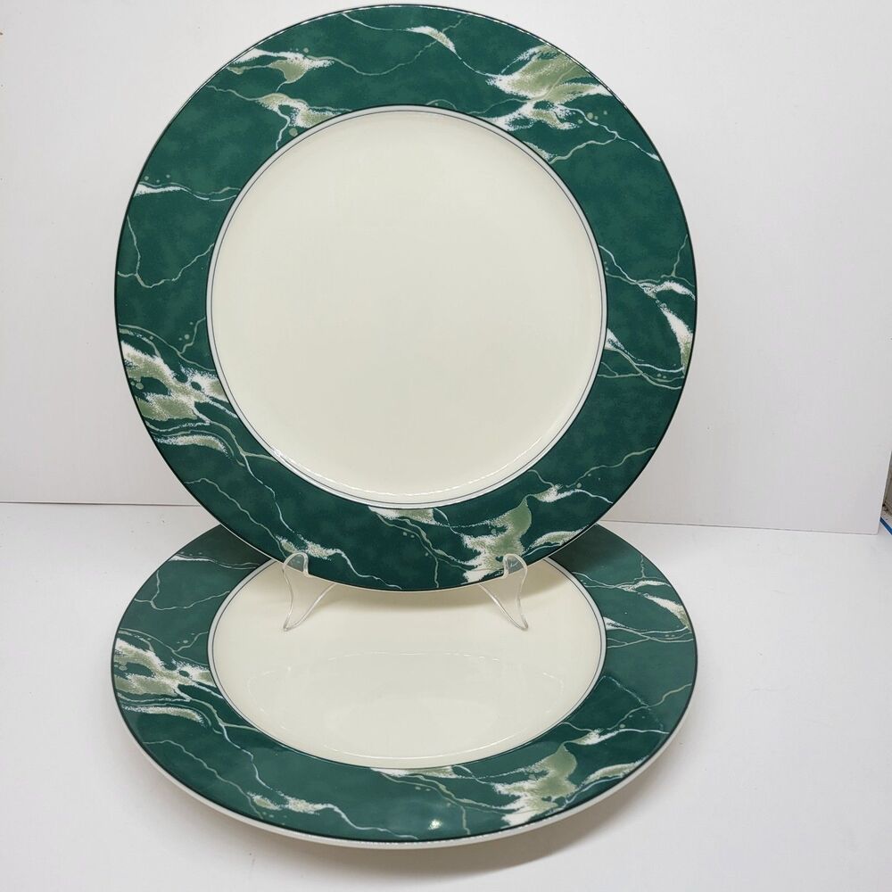 Mikasa Carrera Jade Set Of 2 Fine Ivory 12 1/4" Round Chop Plate Platter Unused